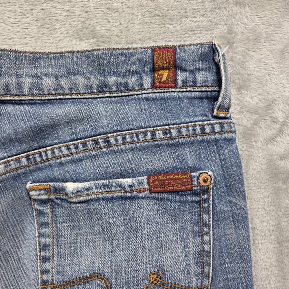 7 For All Mankind Jeans Womens 27 Light Wash Boy Cut Made in USA U144055U-055U - Picture 5 of 13
